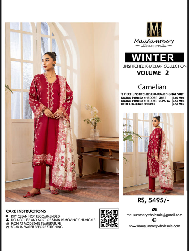 Carnelian MAUSSUMERY KHADAR 3 PC