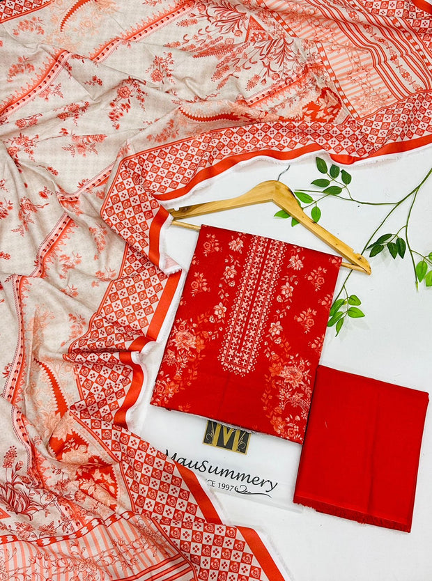 Coral  MAUSSUMERY KHADAR 3 PC